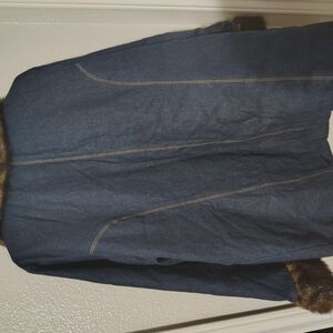 Denim Jacket with Faux Fur Trim